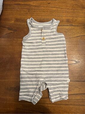 Little Planet Striped Gray & White Baby Romper (NB)